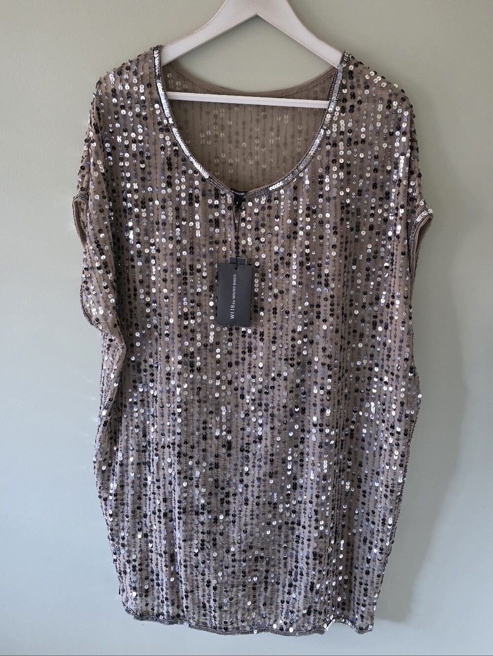 NWT W118 By Walter Baker 4 Sequin Beaded Mini Slip Dress Maximalism Party Gala